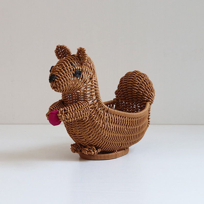 Creative Home Cute Squirrel Rattan Woven Basket