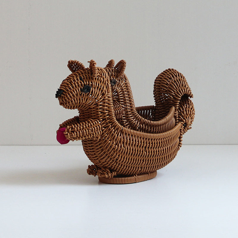 Creative Home Cute Squirrel Rattan Woven Basket