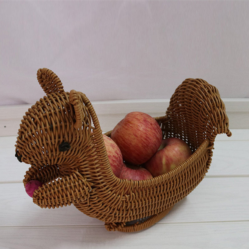 Creative Home Cute Squirrel Rattan Woven Basket