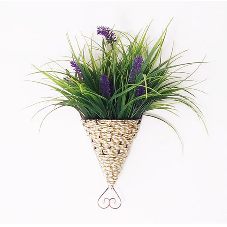 Vase Flower Rattan Basket Wall Hanging