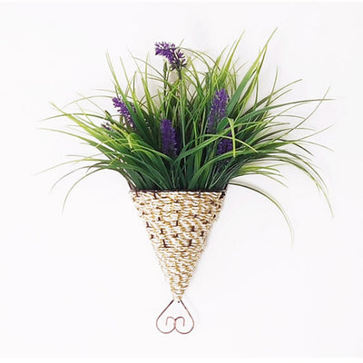 Vase Flower Rattan Basket Wall Hanging