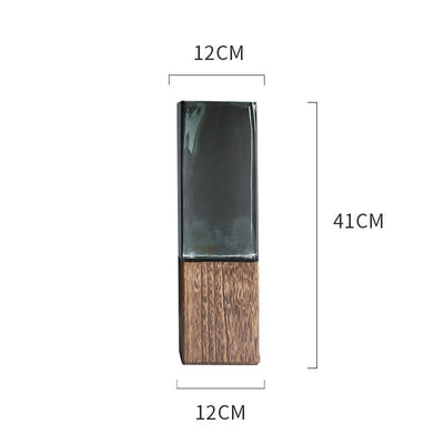 Wooden Transparent Glass Vase