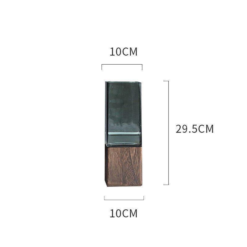 Wooden Transparent Glass Vase