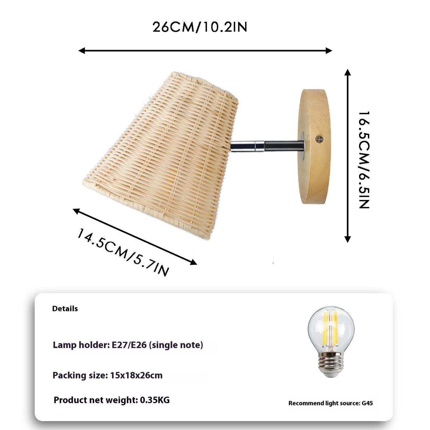 Rattan Wall Lamp Bedside Lamp