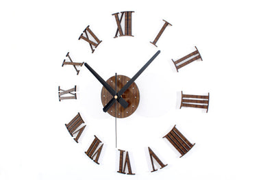 Wooden Texture Three-dimensional DIY Clock Roman Numeral Wall Clock