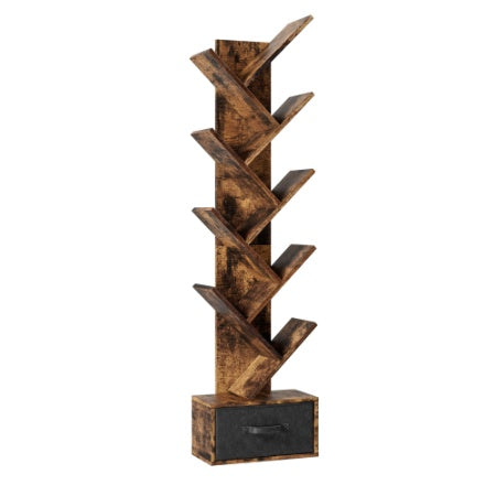 9 Tier Tree Bookshelf With Drawer Bookcase For Home Office